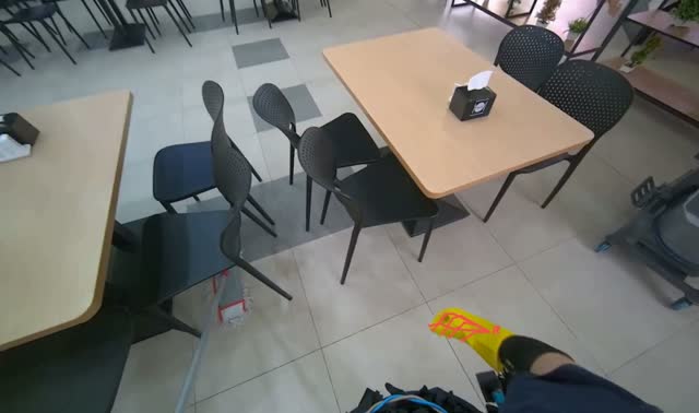Mopping cafeteria floor: egocentric robotics sample