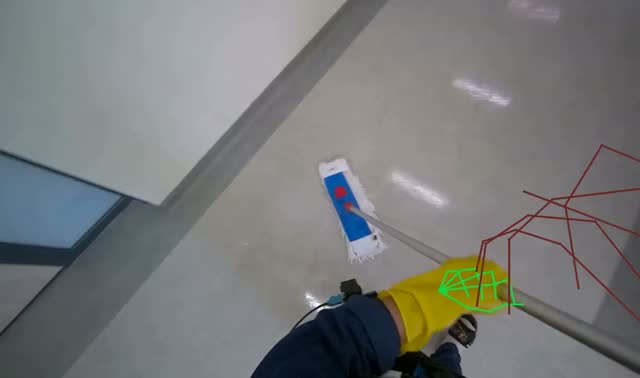 Mopping hallway floor: egocentric robotics sample