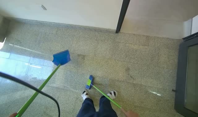 Sweeping floor and collecting debris: egocentric robotics sample
