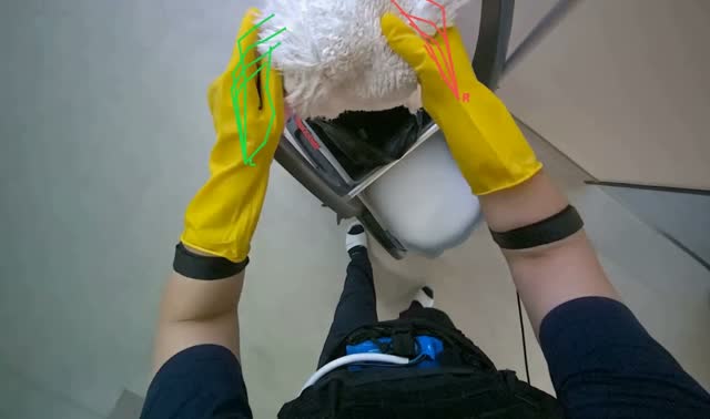 Preparing cleaning tools: egocentric robotics sample