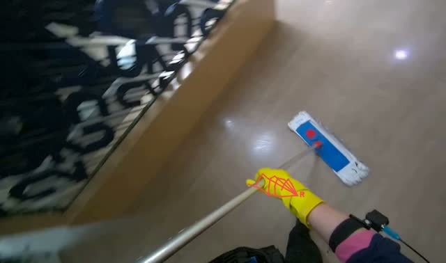 Mopping wooden floor: egocentric robotics sample