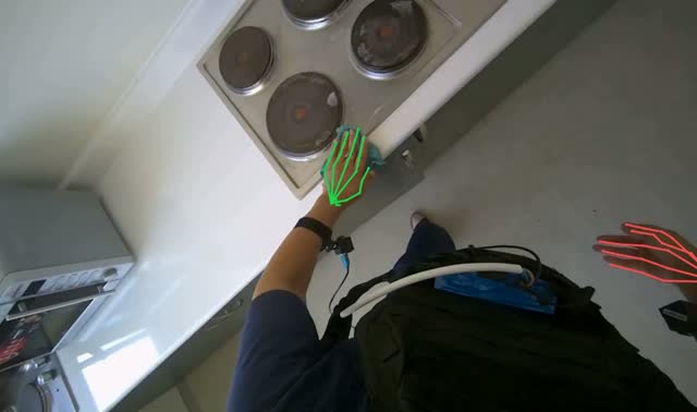 Wiping kitchen surfaces and stove: egocentric robotics sample