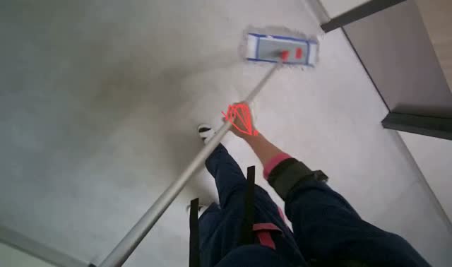 Mopping hallway floor: egocentric robotics sample