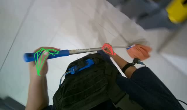 Mopping floor with string mop: egocentric robotics sample