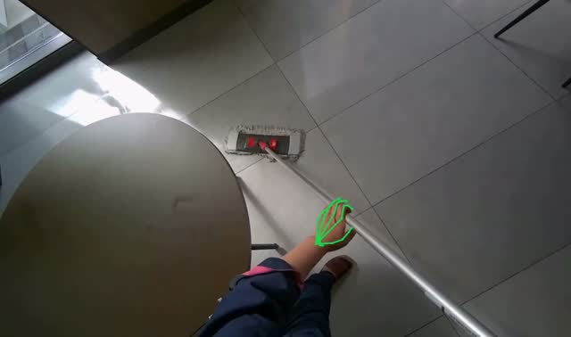 Mopping lounge area floor: egocentric robotics sample