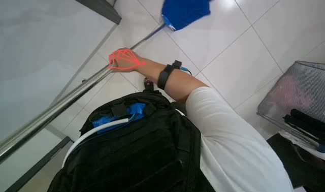 Mopping floor with string mop: egocentric robotics sample
