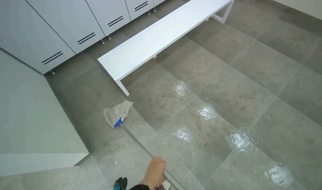 Mopping locker room floor: egocentric robotics sample