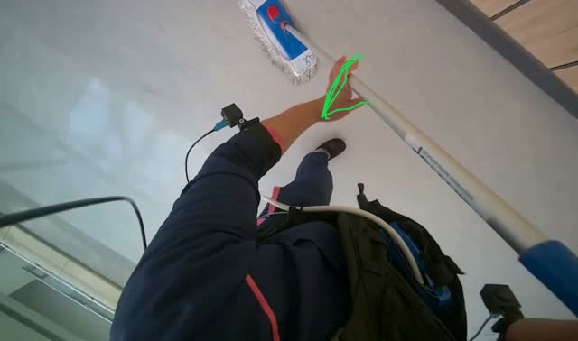 Mopping hallway floor: egocentric robotics sample