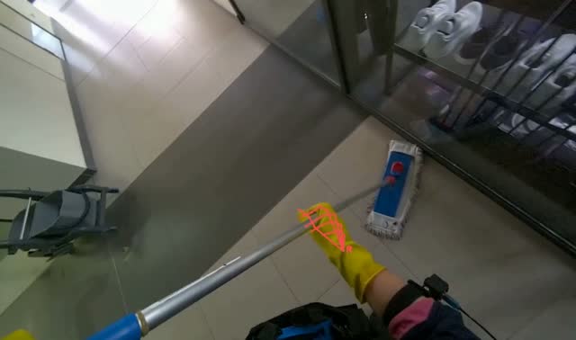Mopping hallway floor: egocentric robotics sample