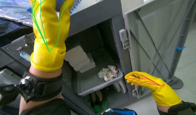 Wiping cleaning supply box: egocentric robotics sample