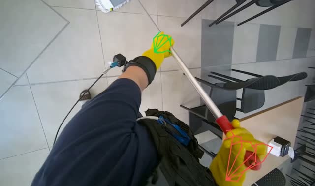 Mopping cafeteria floor: egocentric robotics sample