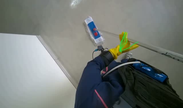 Pushing cleaning cart and mopping floor: egocentric robotics sample