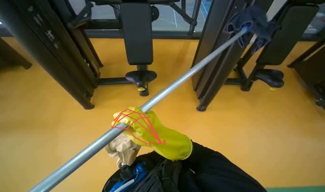 Cleaning gym equipment: egocentric robotics sample