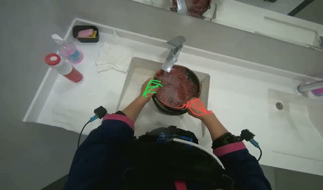 Preparing mop buckets for cleaning: egocentric robotics sample
