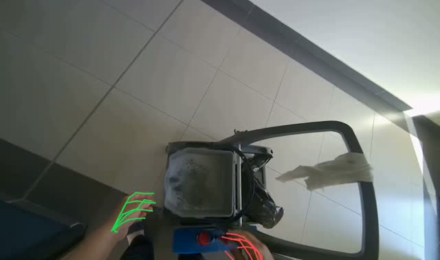 Preparing mop for cleaning: egocentric robotics sample