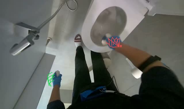 Cleaning toilet bowl: egocentric robotics sample