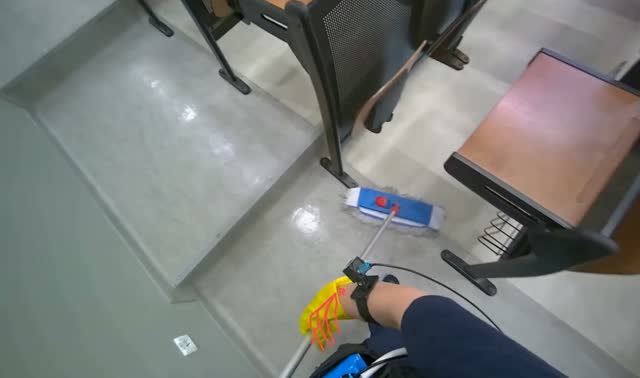 Mopping classroom floor: egocentric robotics sample