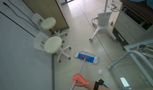 Mopping room floor: egocentric robotics sample