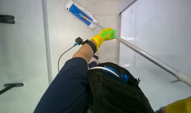 Mopping auditorium floor: egocentric robotics sample