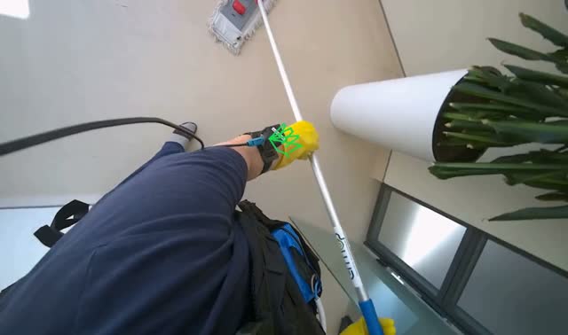 Mopping floor and walls: egocentric robotics sample