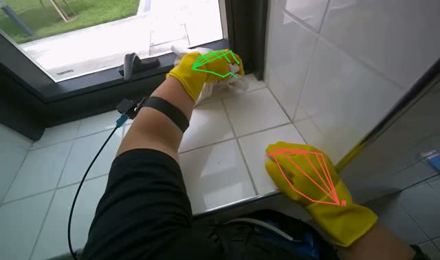 Wiping window sill: egocentric robotics sample