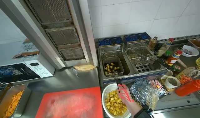 Frying potatoes: egocentric robotics sample