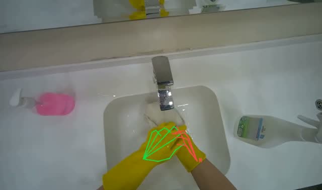 Cleaning bathroom sink and faucet: egocentric robotics sample