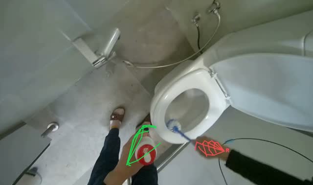 Cleaning toilet area: egocentric robotics sample