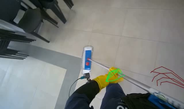 Mopping cafe floor: egocentric robotics sample