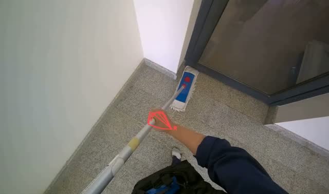 Mopping stairwell floor: egocentric robotics sample
