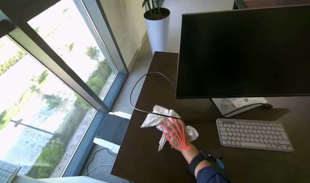 Wiping office desk surfaces: egocentric robotics sample