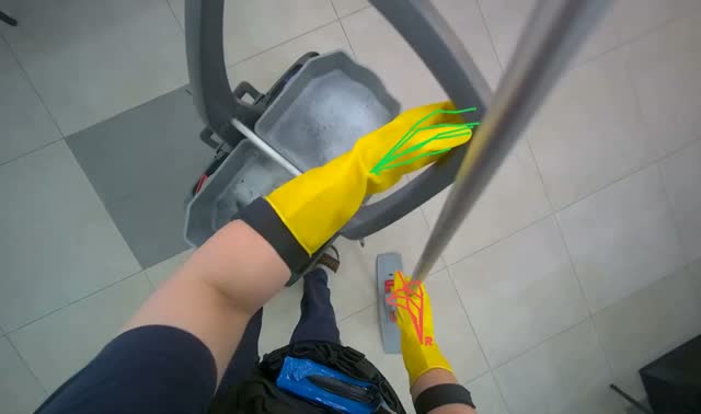 Managing cleaning equipment and items: egocentric robotics sample