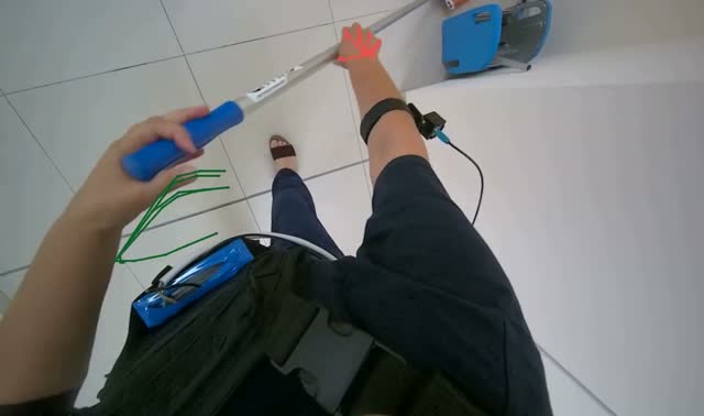 Mopping floor with string mop: egocentric robotics sample