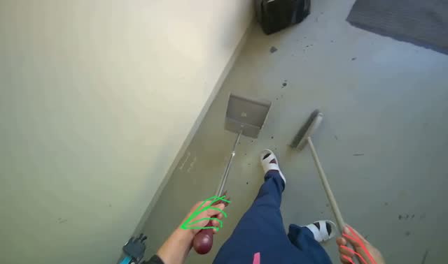 Sweeping floor with brush and dustpan: egocentric robotics sample