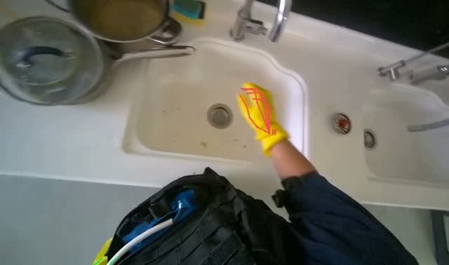 Removing food scraps from sink: egocentric robotics sample