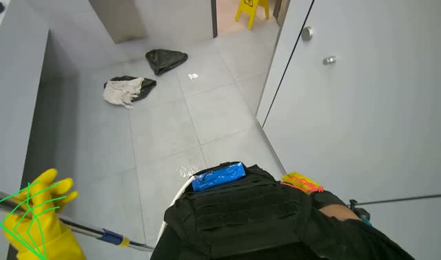 Washing and storing broom and dustpan: egocentric robotics sample
