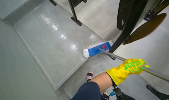 Mopping classroom stairs: egocentric robotics sample