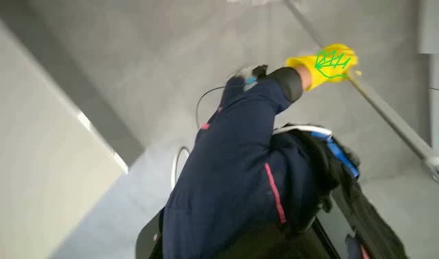 Mopping restroom floor: egocentric robotics sample