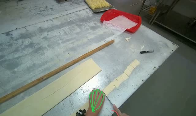Cutting dough into pieces: egocentric robotics sample