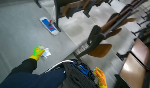 Collecting trash from the room into plastic bin: egocentric robotics sample