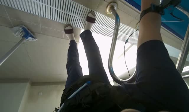 Wiping pool handrails with cloth: egocentric robotics sample