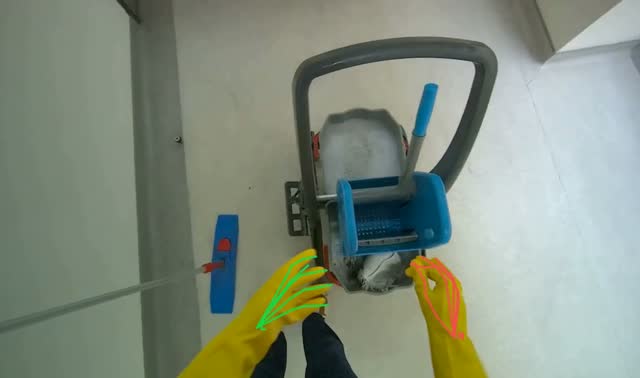 Preparing mop for cleaning: egocentric robotics sample