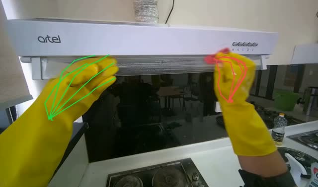 Wiping kitchen backsplash and hood: egocentric robotics sample