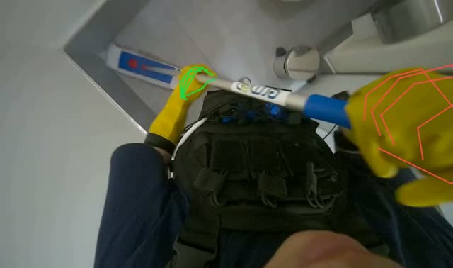 Mopping restroom floor: egocentric robotics sample