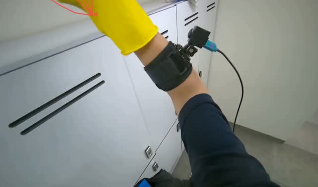 Wiping top of lockers and bench: egocentric robotics sample