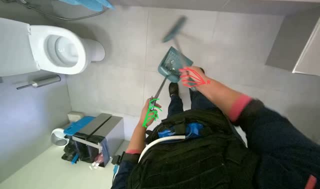 Sweeping bathroom floor: egocentric robotics sample