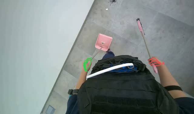 Sweeping bathroom floor: egocentric robotics sample