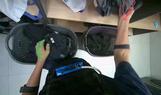 Sorting clothes into baskets: egocentric robotics sample