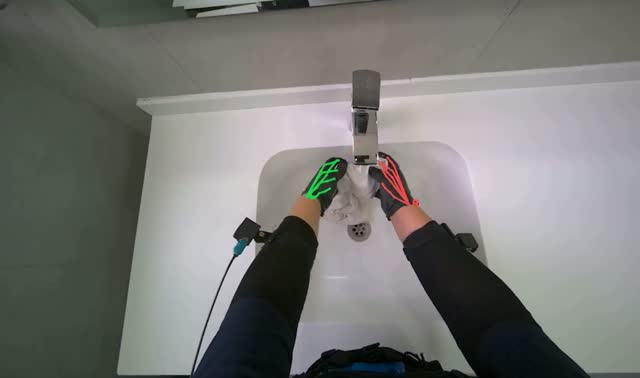 Cleaning bathroom sinks and counter: egocentric robotics sample
