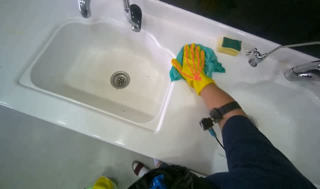 Cleaning kitchen counter and sink: egocentric robotics sample